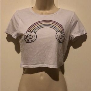 Cute Skull & Rainbow Crop Top